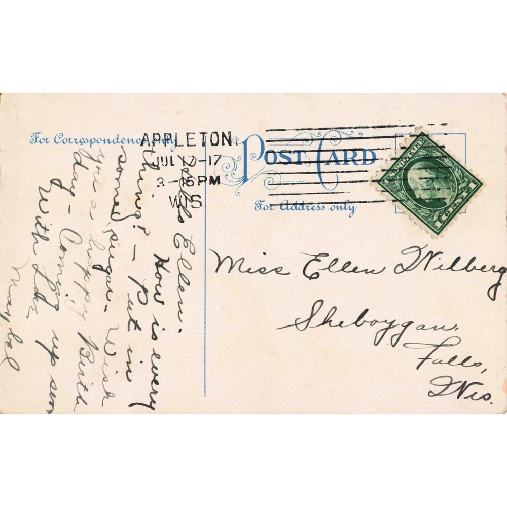 Vtg 1917 Birthday Greetings Postcard Appleton WI Two Girls Divided Back #025 - Picture 2 of 2